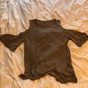 Beige Top With Shoulder Cut-Outs